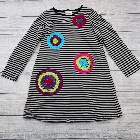 8 Hanna Andersson Striped Ruffle Flower Dress - Picture 1 of 7